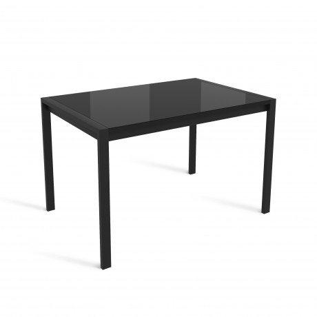 ЛОФТ стол раздвижной со стеклом Черный/Черный